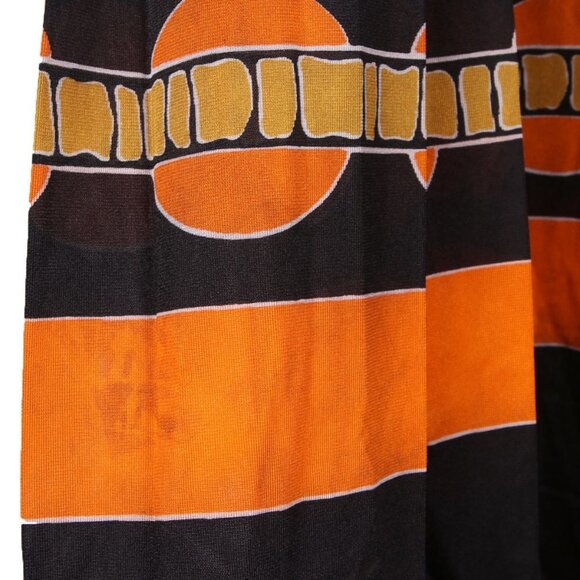 Vintage GOTTEX 60s Top Skirt Set Maxi Long Sleeve Top Black Orange Psychedelic - Picture 14 of 16